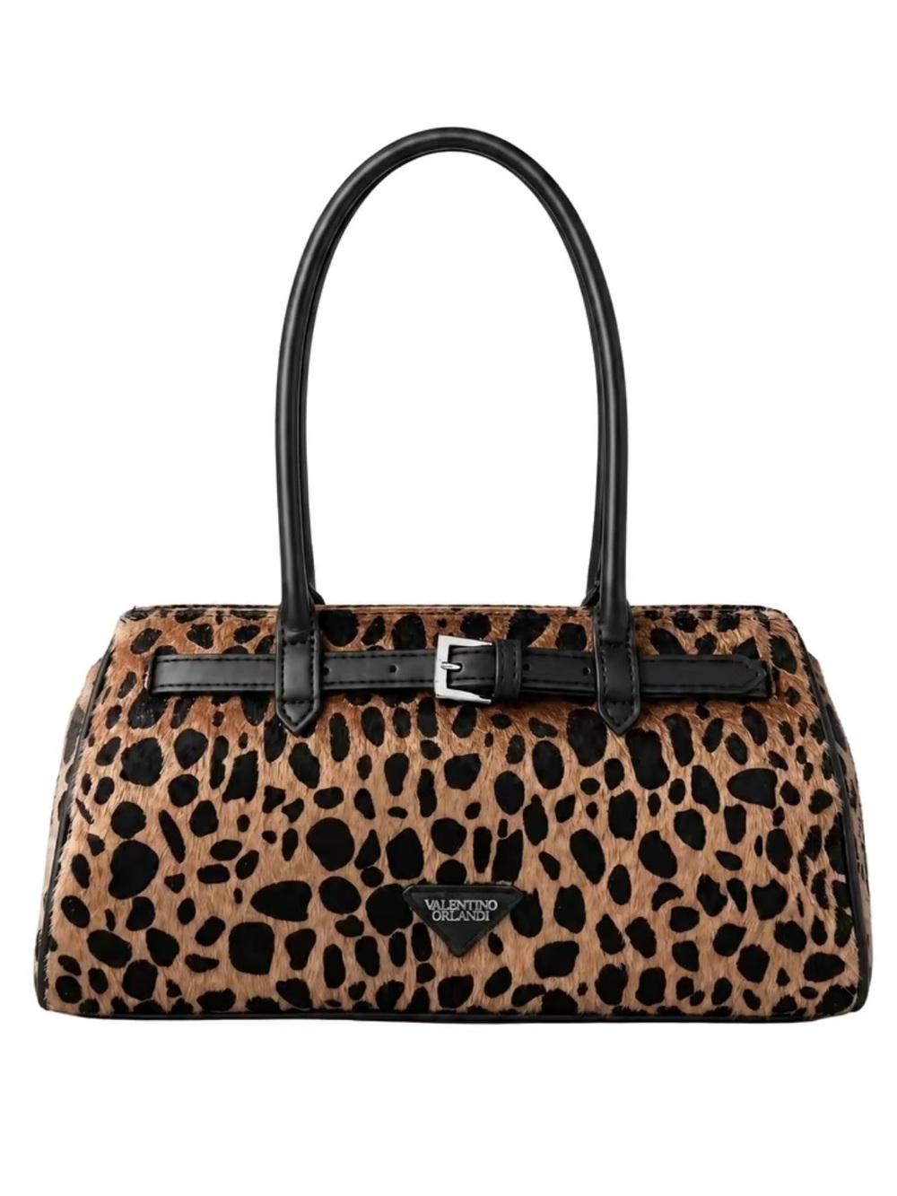 Valentino Orlandi Leopard-Print Shoulder Bag in Brown and Black